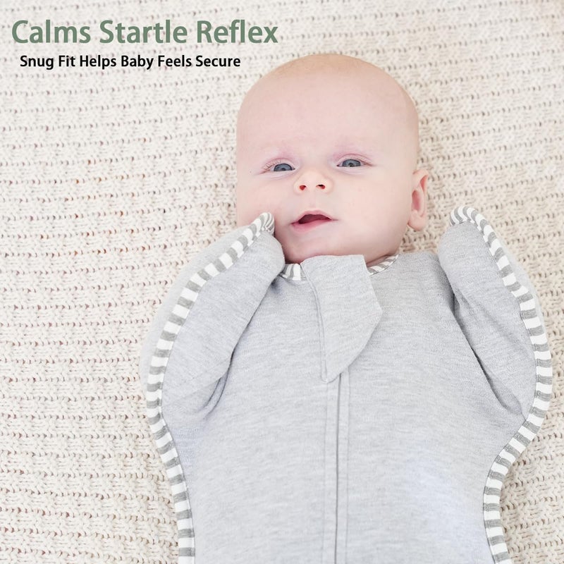 Roksuma Transition Swaddle 3-6 Months Baby Sleep Sack Arms up Swaddle 2-Way Zipper 100% Cotton Arms in/Out, 0.8 Tog Baby Transitional Swaddle Sack for Boy Girl, 2-Pack (Medium 14-20lbs) - Image 3
